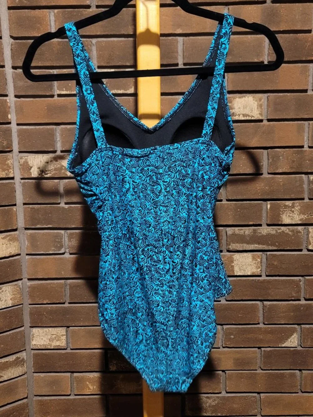 Speedo Teal & Black Patterned One Piece Swimsuit - Size 6 - Slimming Fit